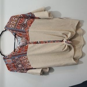 Women's Moa Moa Patterned Button Down Tie Front Shirt